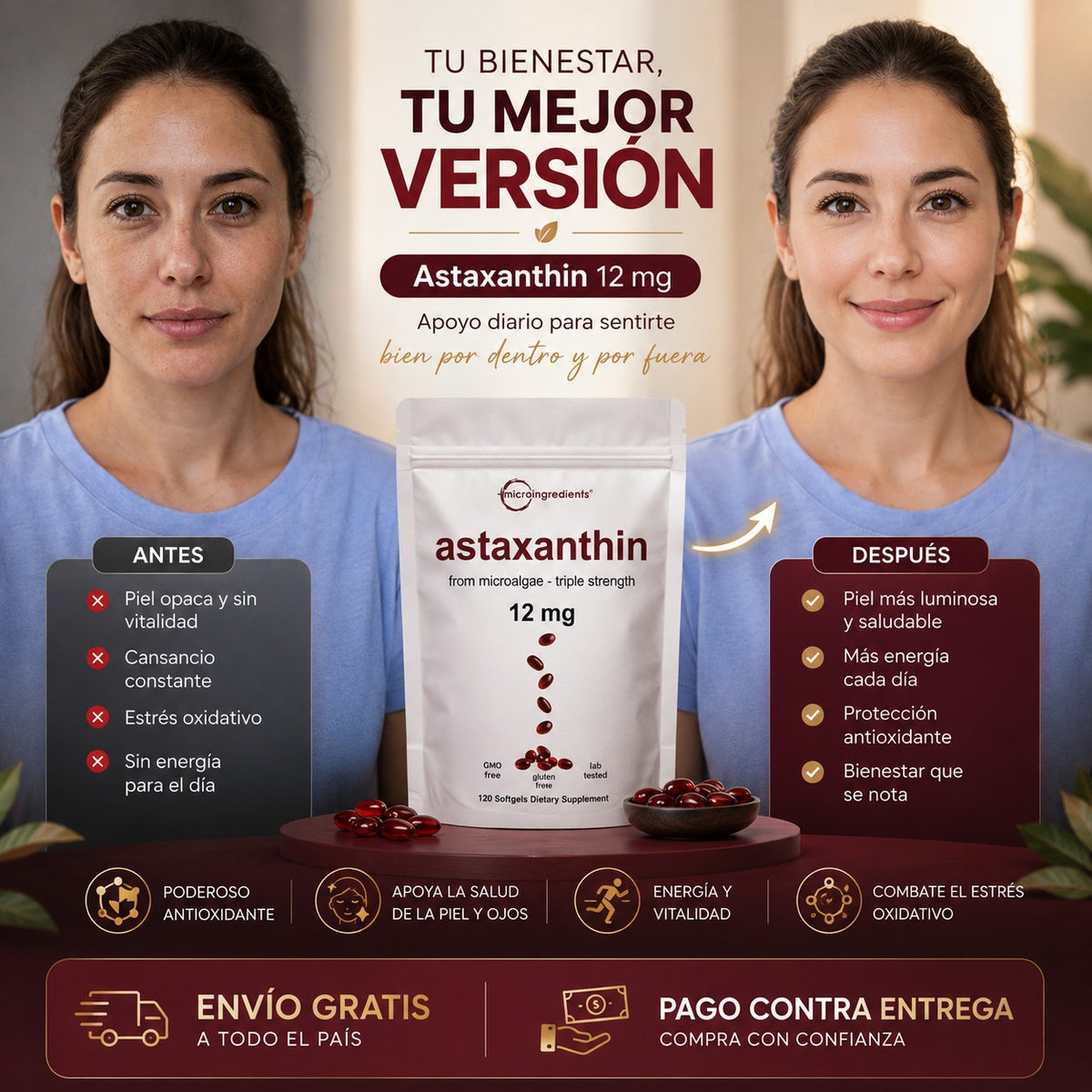 ASTAXANTINA: El antioxidante que te devuelve juventud y energía.