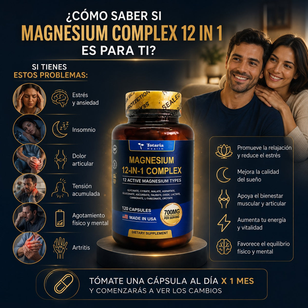 MAGNESIO 12 EN 1: Recupera la tranquilidad y el descanso.