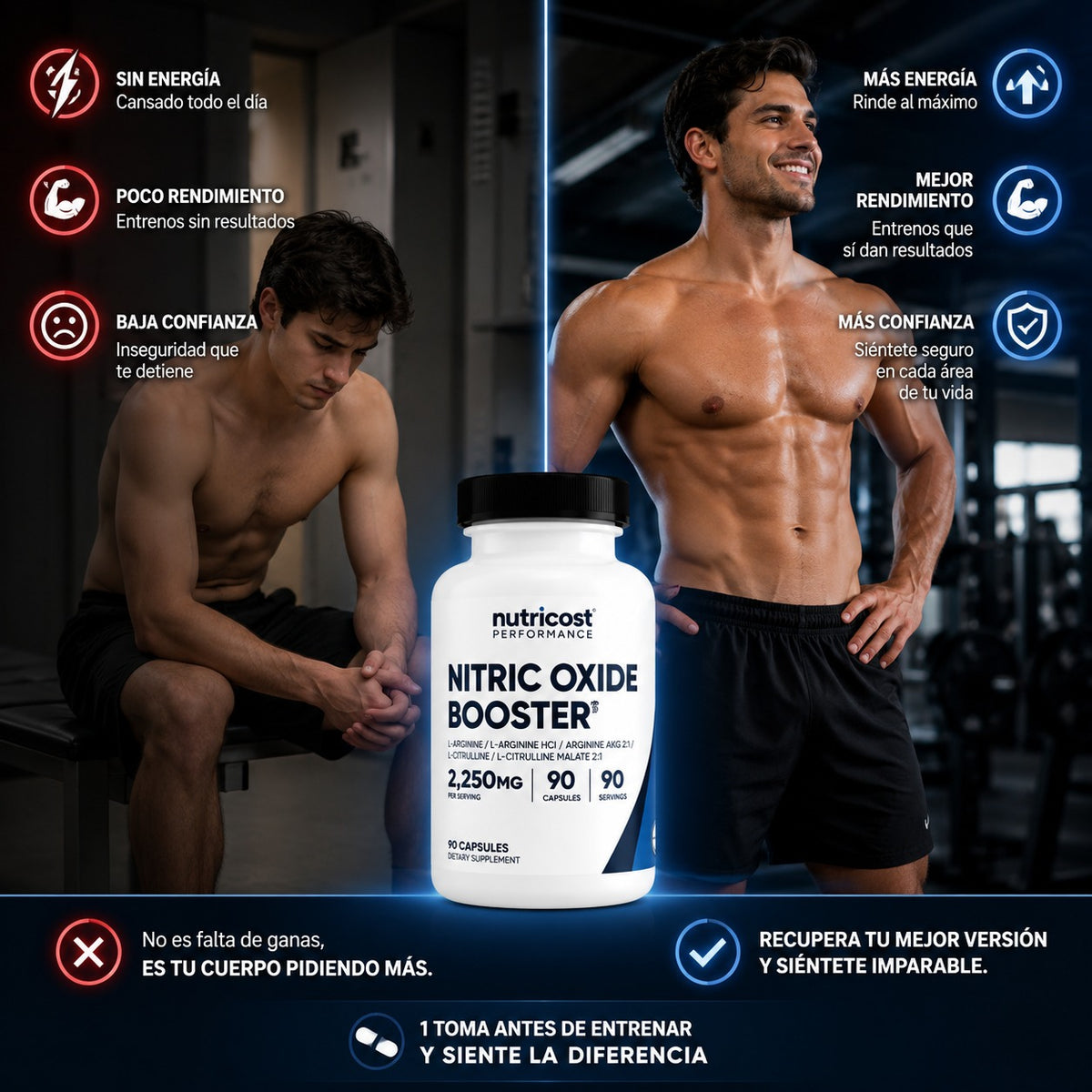 NITRIC OXIDE: Vuelve a ser el hombre fuerte y potente.