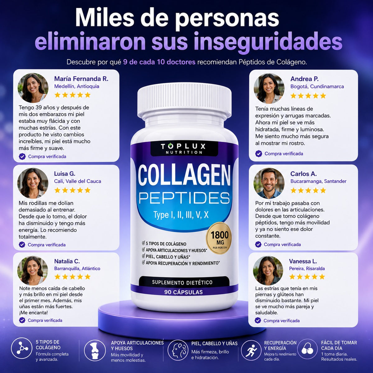 COLLAGEN PEPTIDES: Reduce arrugas, estrías y recupera la firmeza de tu piel.