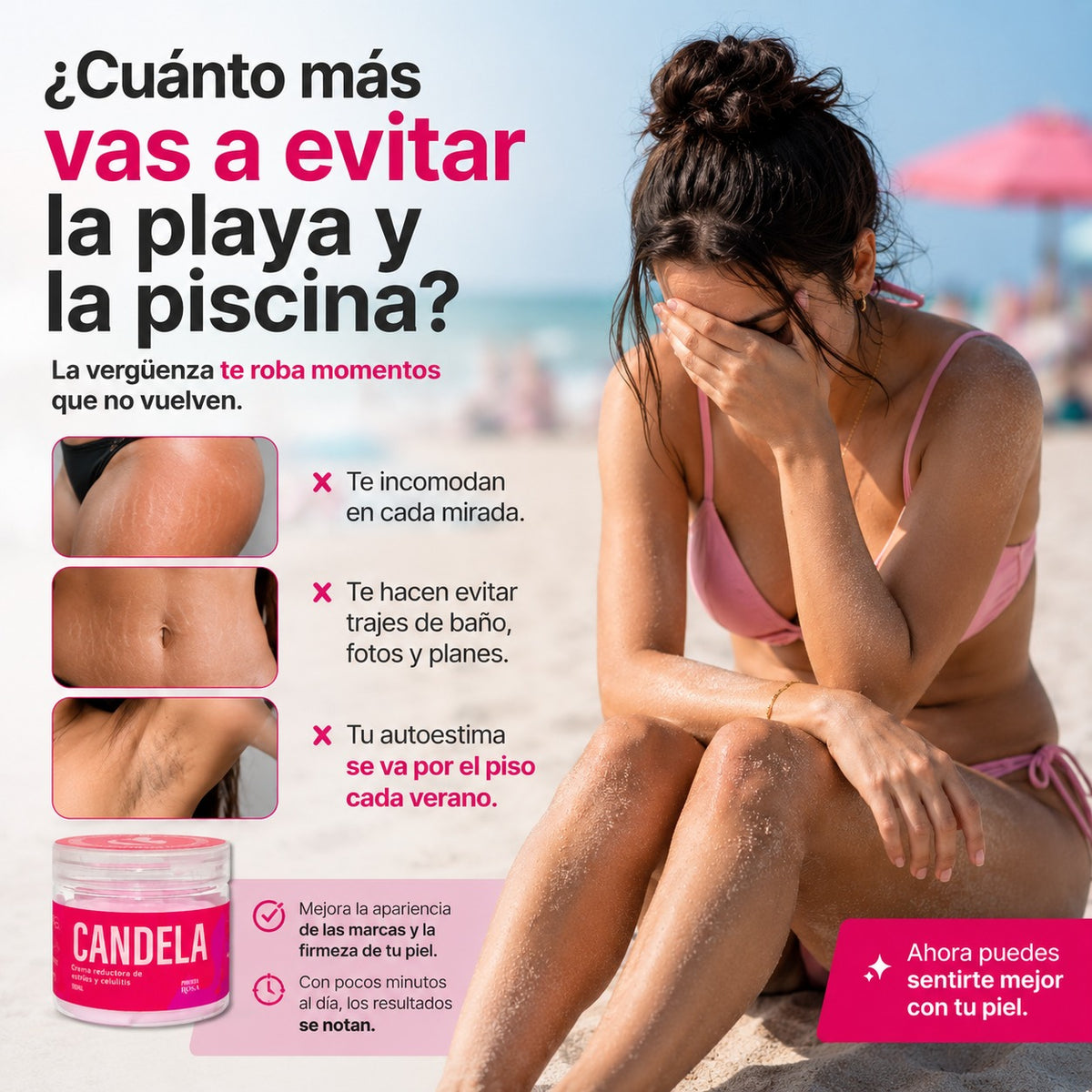 CANDELA CREMA: Mejora la apariencia de estrías visibles