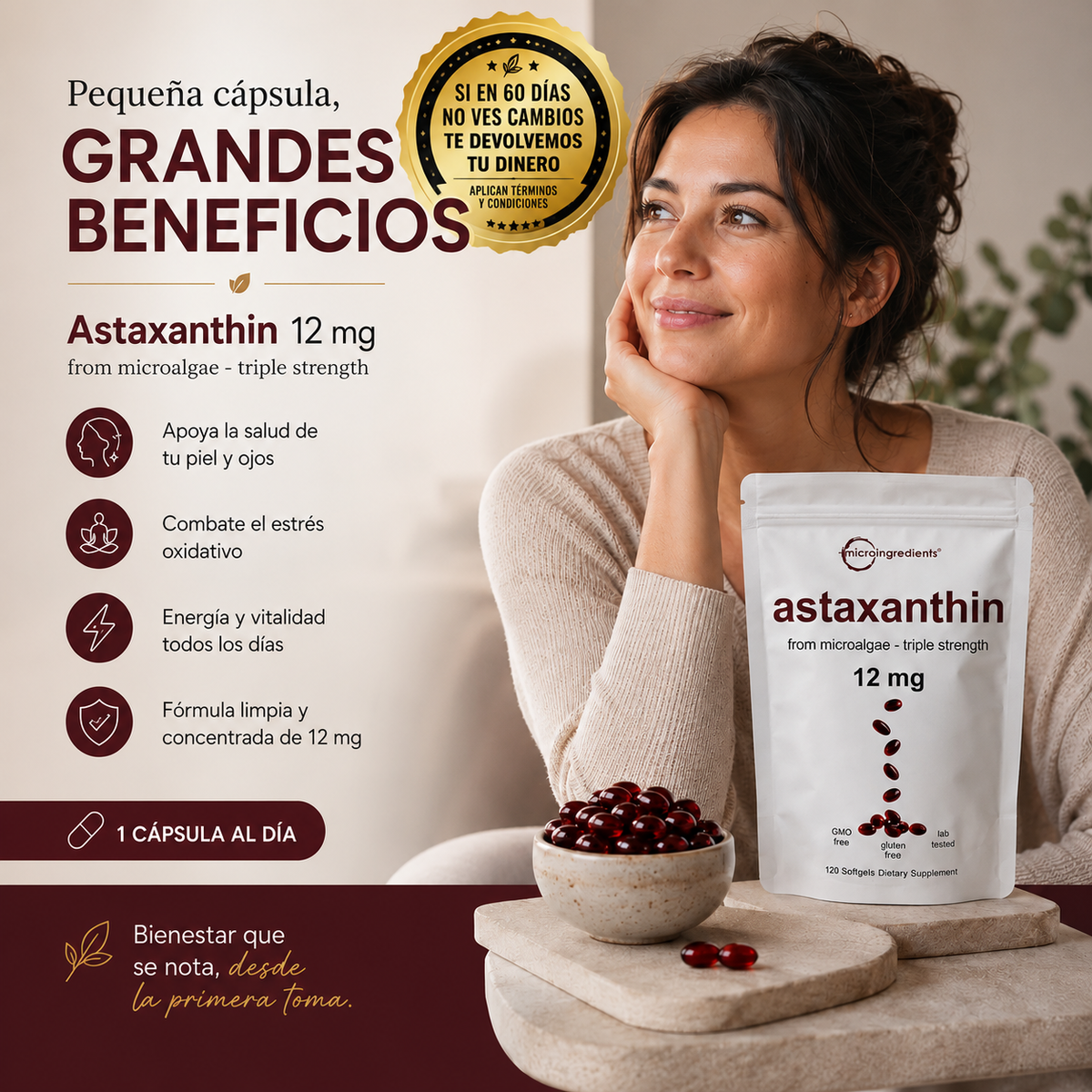 ASTAXANTINA: El antioxidante que te devuelve juventud y energía.