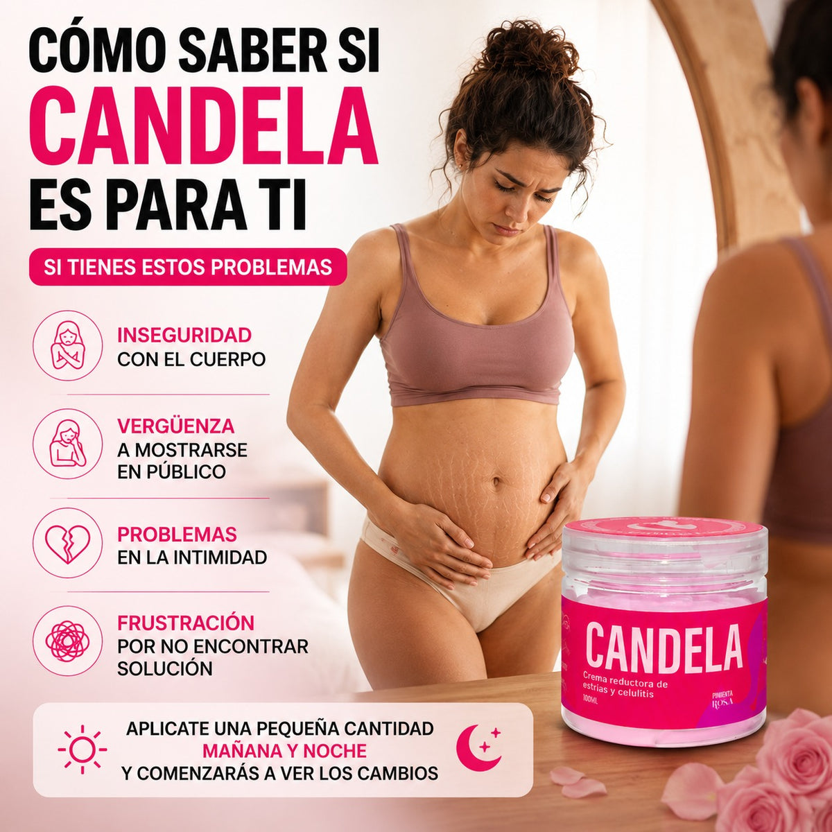 CANDELA CREMA: Mejora la apariencia de estrías visibles