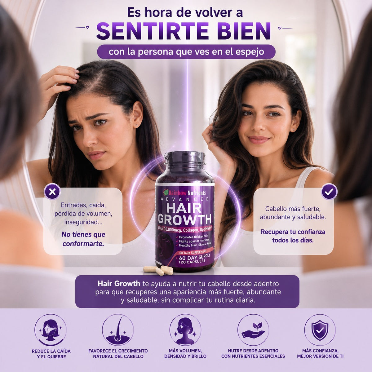 HAIR GROWTH: Recupera la abundancia y brillo de tu cabello.