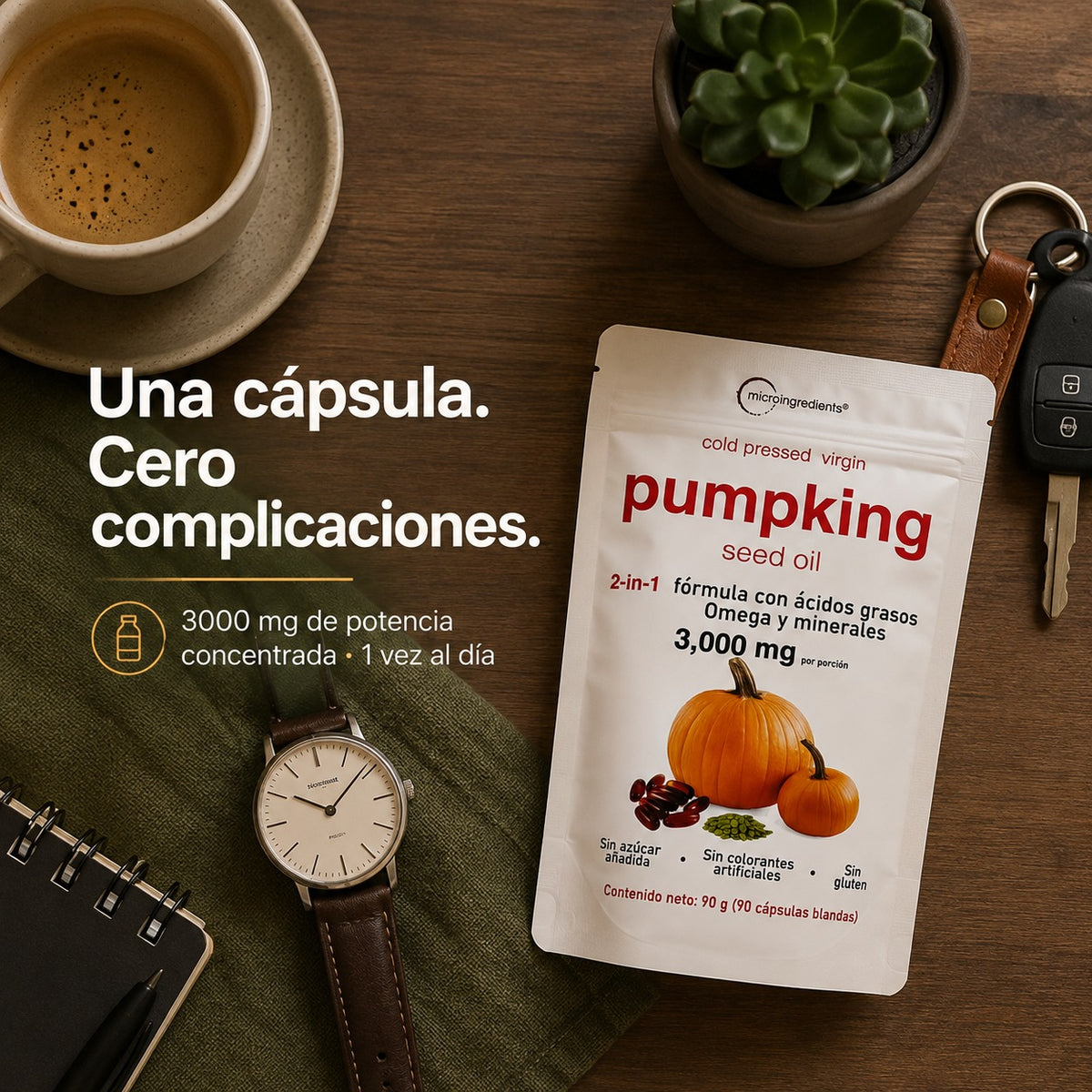PUMPKING SEMILLA CALABAZA: Apoya tu Salud Prostática y fortalece tu cabello desde hoy