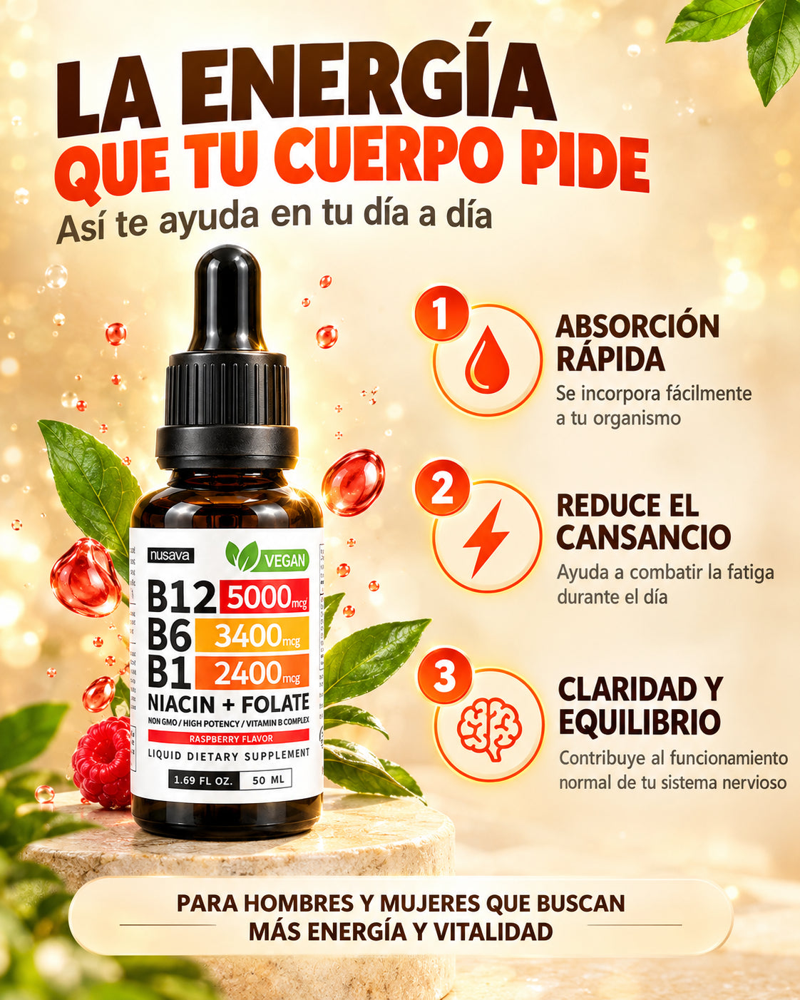 Vitamina B12: Recupera la energía que te hace falta en tu día a día.