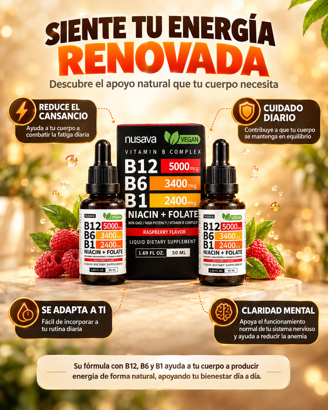 Vitamina B12: Recupera la energía que te hace falta en tu día a día.