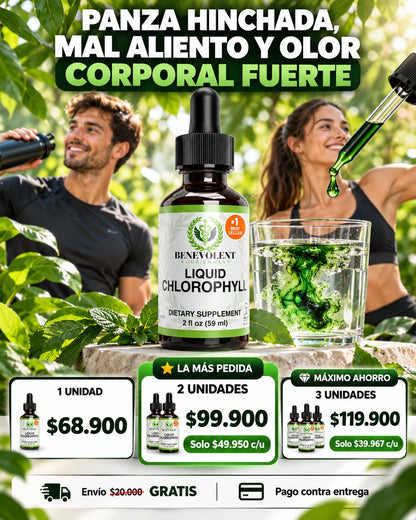 Gotas de clorofila: Tu cuerpo, más ligero. Tu energía, más alta.