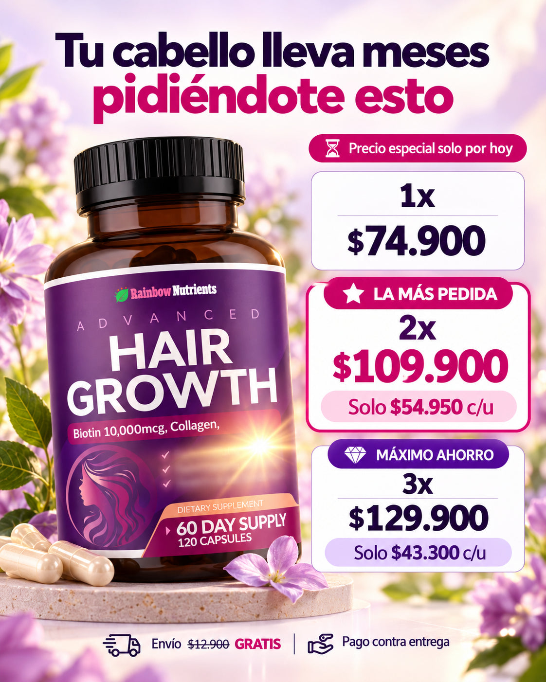 Hair Growth: Mejora la apariencia de tu cabello con solo una capsula al dia.