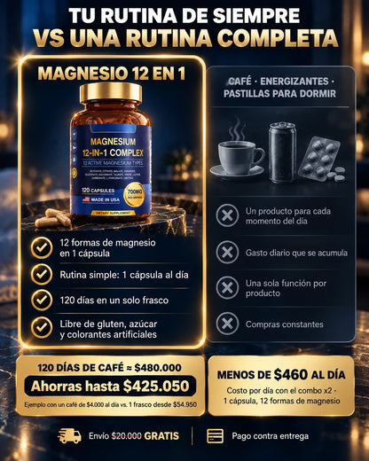 Magnesio 12 en 1: Te acuestas cansado y despiertas igual de cansado. ¡Prueba esto!