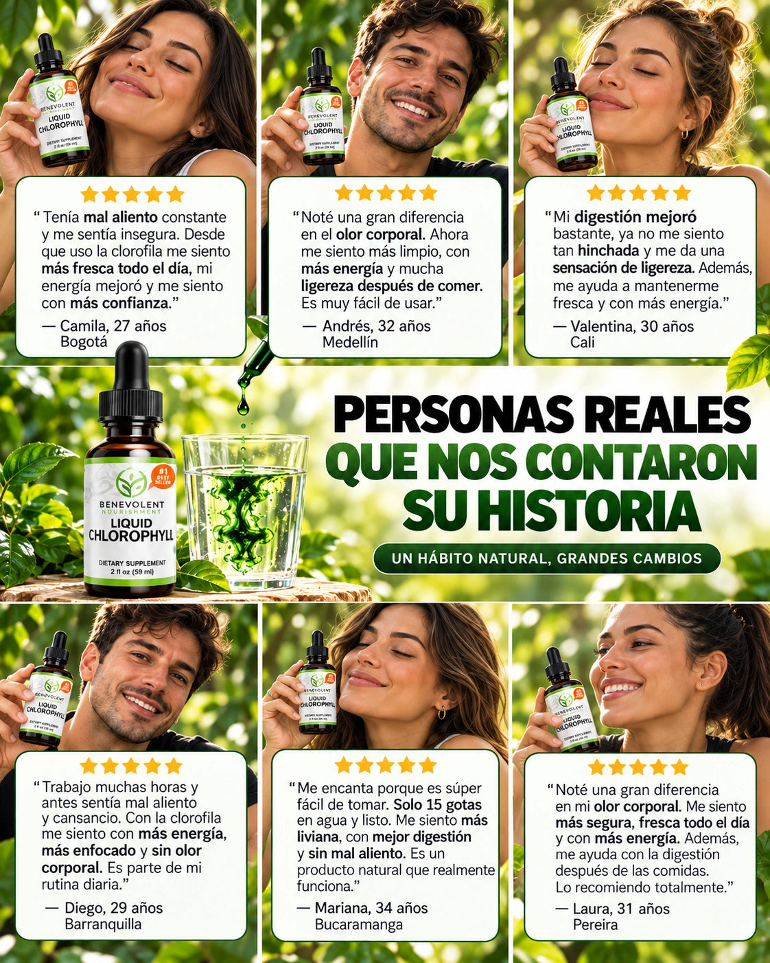 Gotas de clorofila: Tu cuerpo, más ligero. Tu energía, más alta.