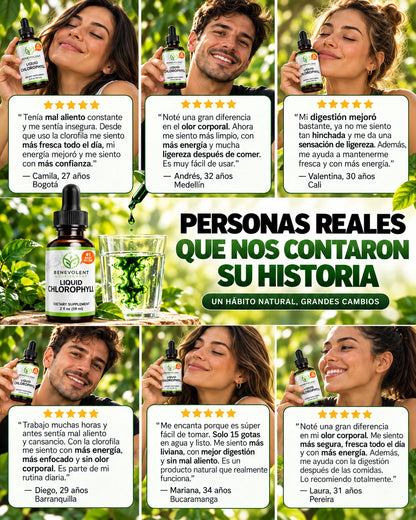Gotas de clorofila: Tu cuerpo, más ligero. Tu energía, más alta.