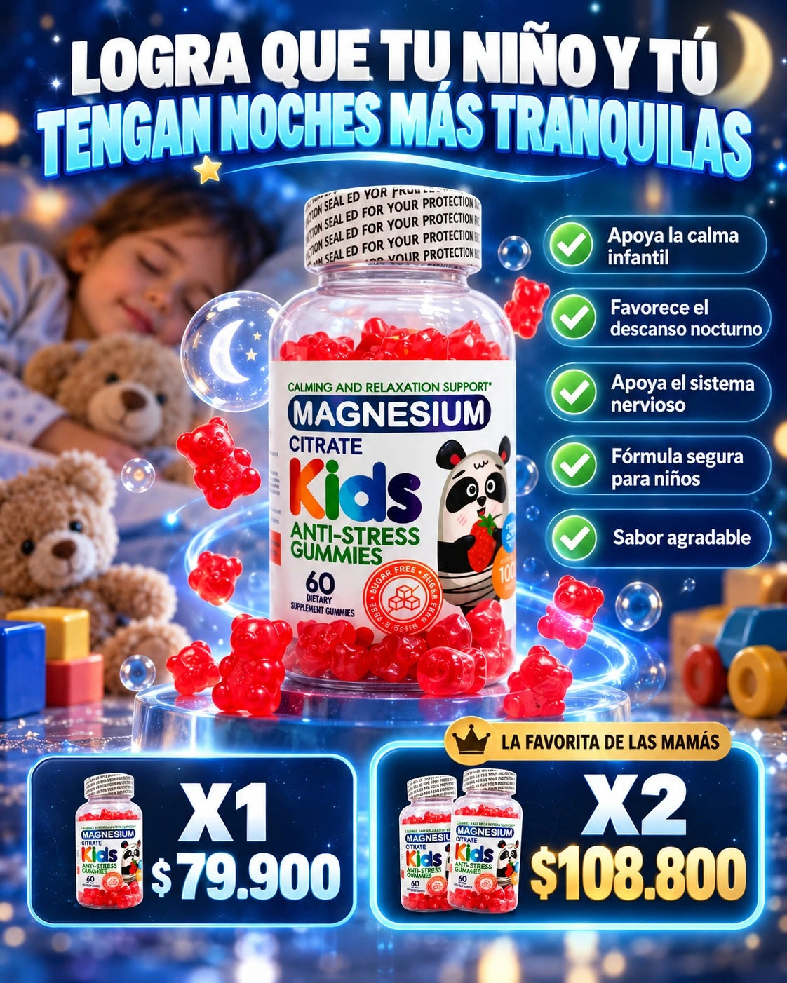 Magnesio Kids- Noches tranquilas, para toda la familia