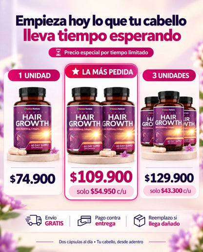 Hair Growth: Mejora la apariencia de tu cabello con solo una capsula al dia.