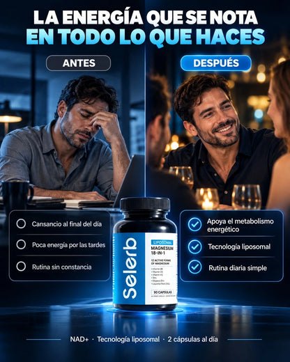 Selerb NAD+: Complemento de rutina diaria de bienestar masculino.
