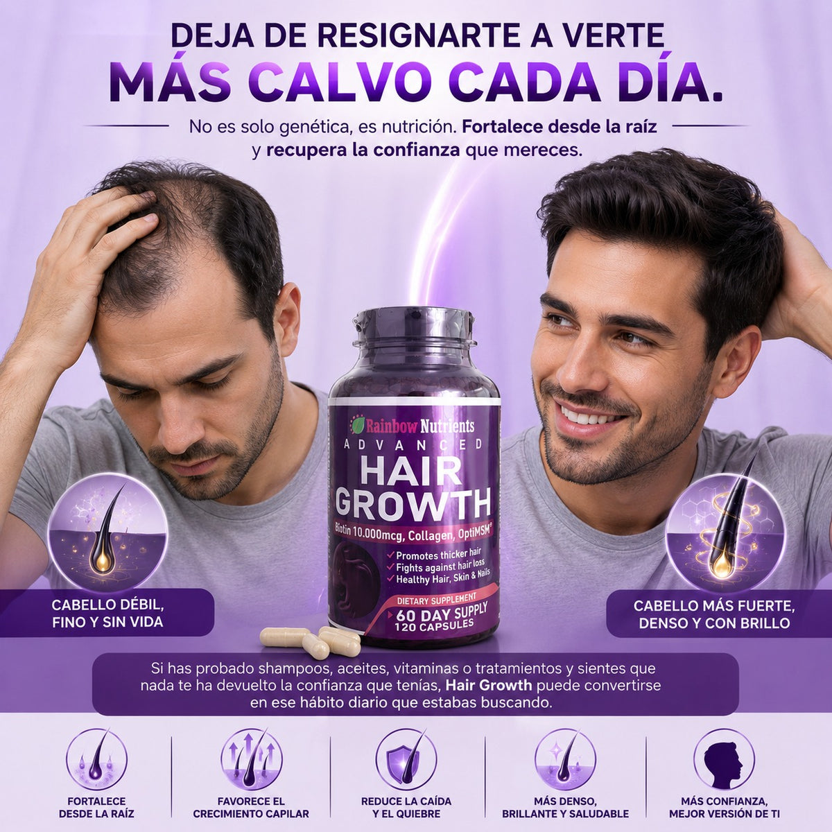 HAIR GROWTH: Recupera la abundancia y brillo de tu cabello.