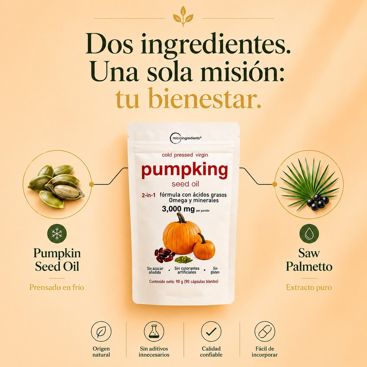 PUMPKING SEMILLA CALABAZA: Apoya tu Salud Prostática y fortalece tu cabello desde hoy