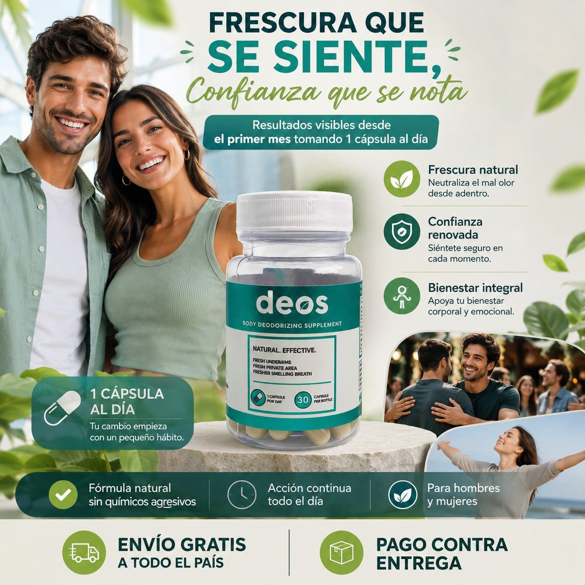 DEOS DESODORIZANTE:  Elimina de raíz los olores que te quitan confianza.