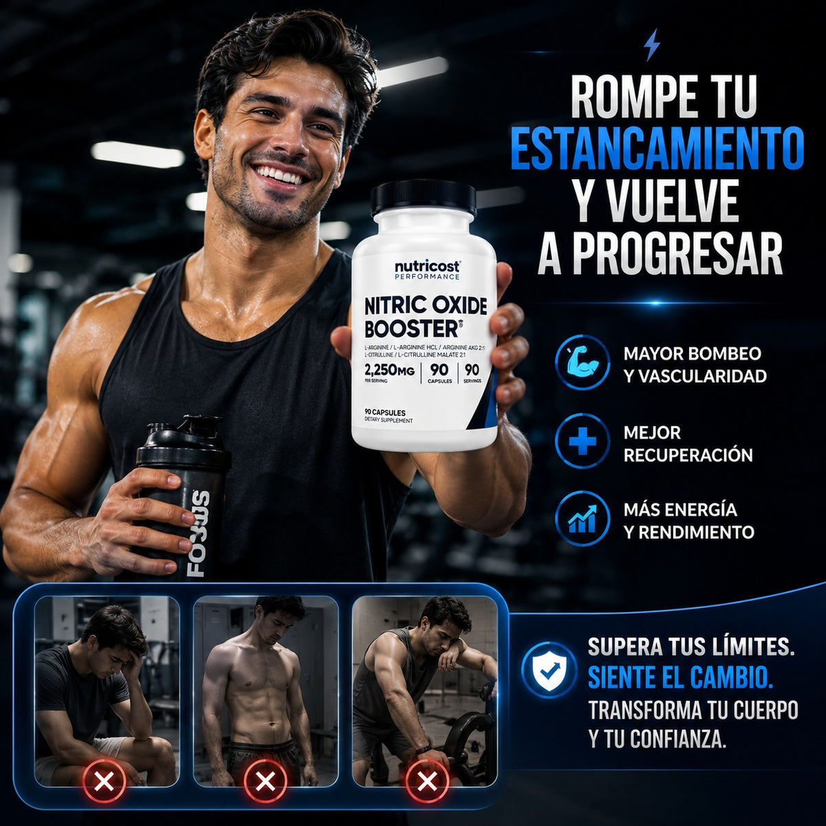 NITRIC OXIDE: Vuelve a ser el hombre fuerte y potente.