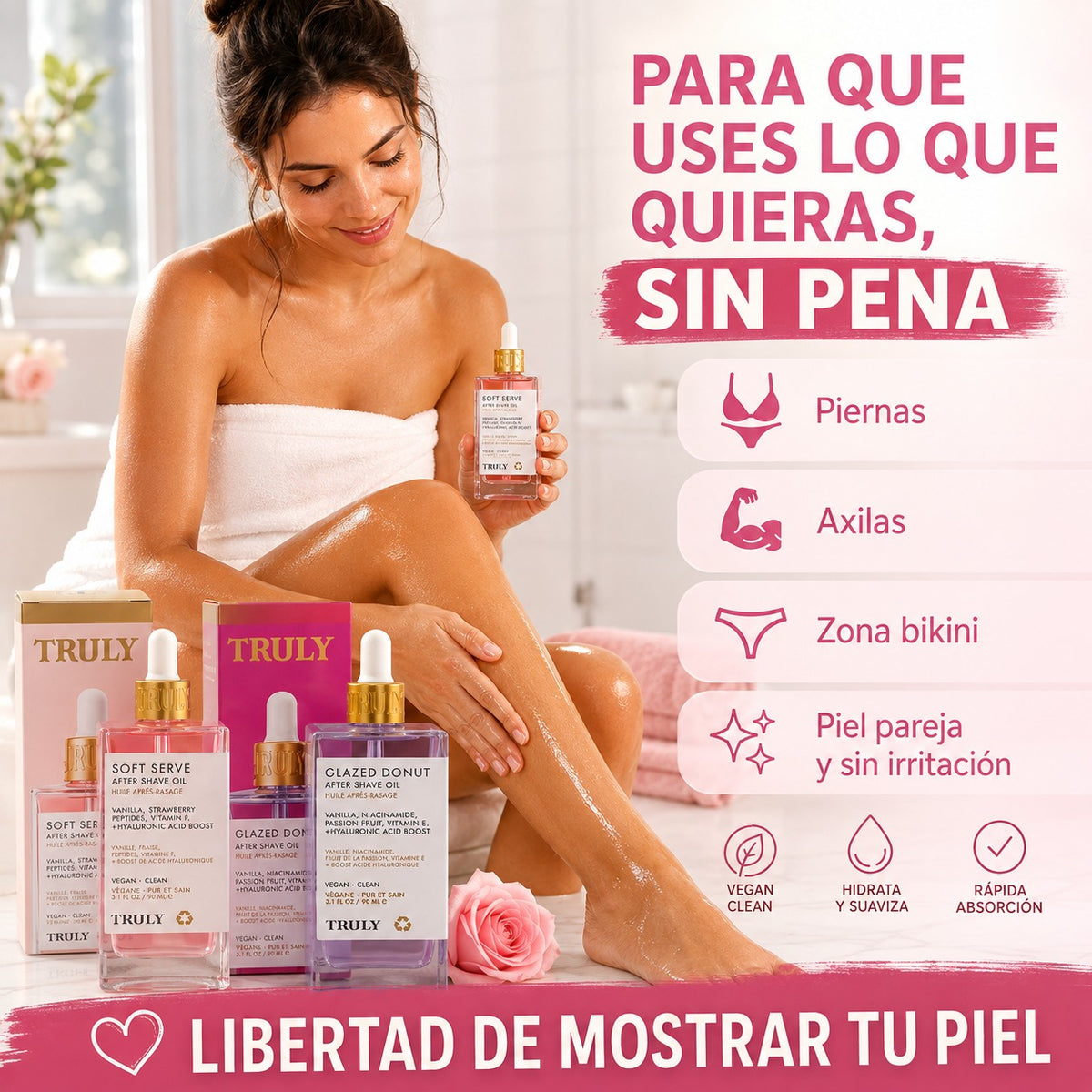 COMBO ACEITE TRULYSOFT: Previene irritaciones después del rasurado y vellos encarnados